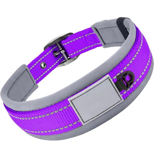Adjustable Nylon Neoprene Padded Dog Collars Reflective Soft Design Comfortable Durable