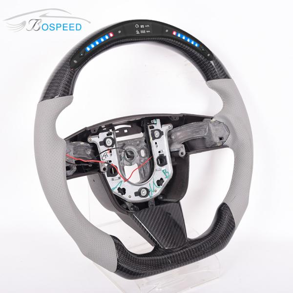 F1 Flat Shape Real Carbon Fiber Cadillac Steering Wheel LED Display 400mm