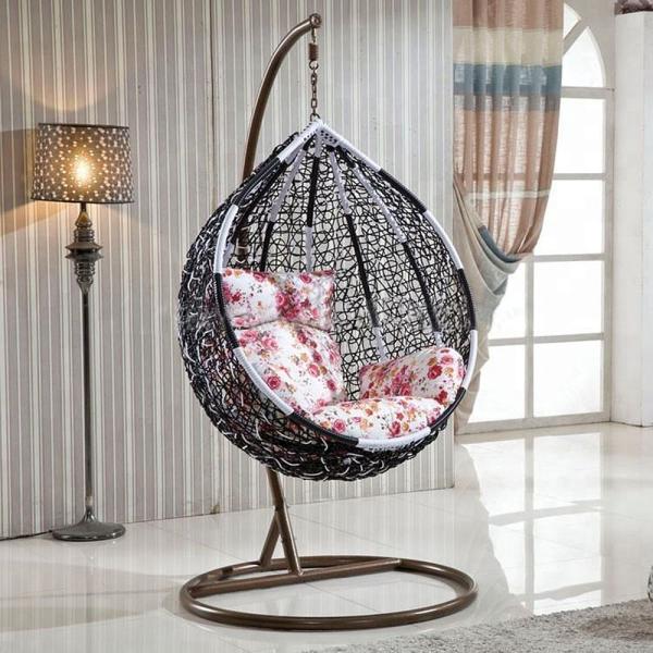 Indoor and Outdoor Farmhouse Water Shaped Swing Chair with Customizable Cushion Color