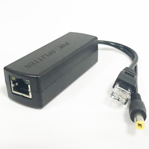 48V to 12V 5V 2.4A Active PoE Splitter for CCTV IP Camera IEEE802.3 Compliant in Black