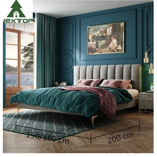 Custom Size Wooden Double Bed Queen Platform King Size Fabric Bed Hotel Bedroom Furniture