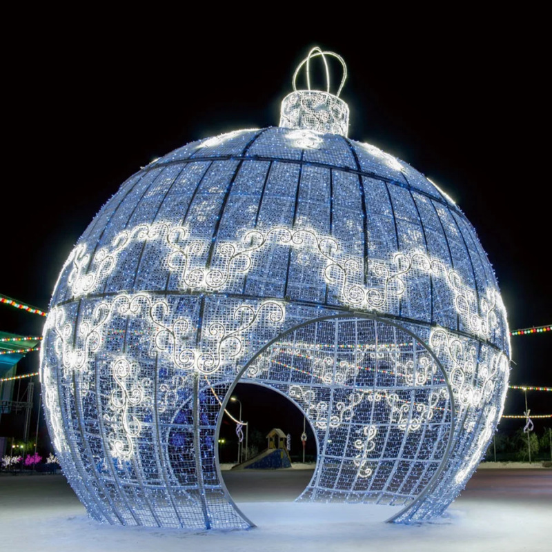 LED Sculpture Outdoor Giant Christmas Ball Colorful Light Display for Festival Holiday and Special Occasion Celebrations