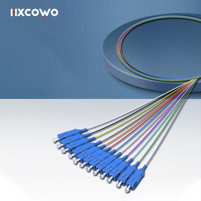 HXCOWO 12 Core Bundle SC Pigtail G657A1 A2 1 Meter Customized Length Fiber Optic Pigtail