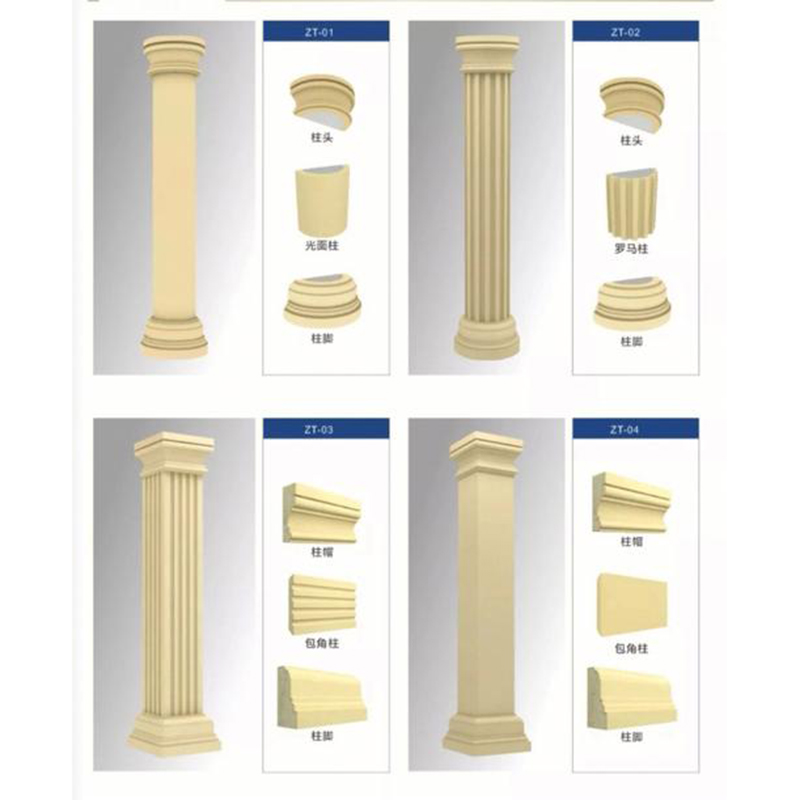 China Factory'S High Quality Waterproof Decorative Roman Stucco Foam Components Durable European Style Column