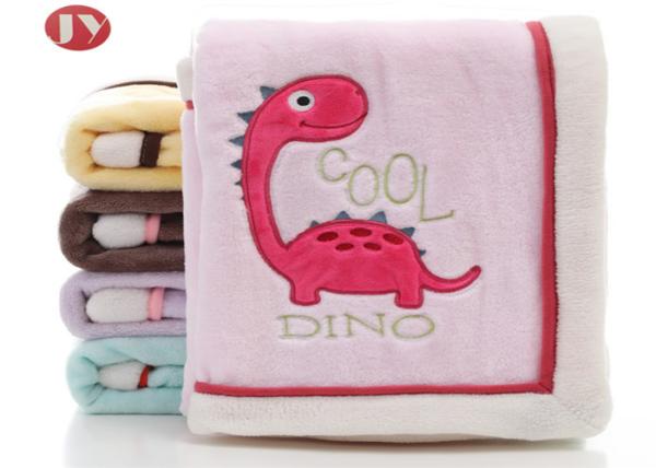 Super Soft Thick Baby Blanket , Short Plush Two Layer Blanket Lovely Cartoon Embroidery