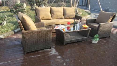 5 Seat Back Cushion Outdoor Rattan Sofa Set For Hotel Poolside