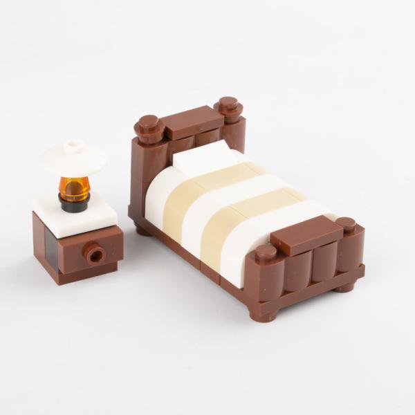 MOC single bed home furniture accessories mini building blocks compatible with legoinglys