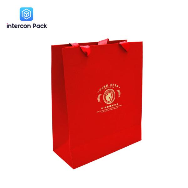 Red Kraft Paper Shopping Bags Eco Friendly FSC Certified With Handles