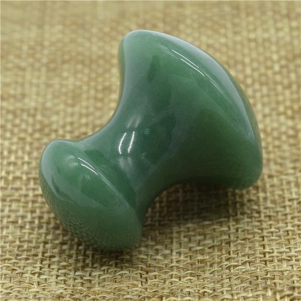 Polished Natural Jade Stone Massage Kit featuring Mushroom Shaped Green Aventurine and Black Obsidian Stones for Gua Sha