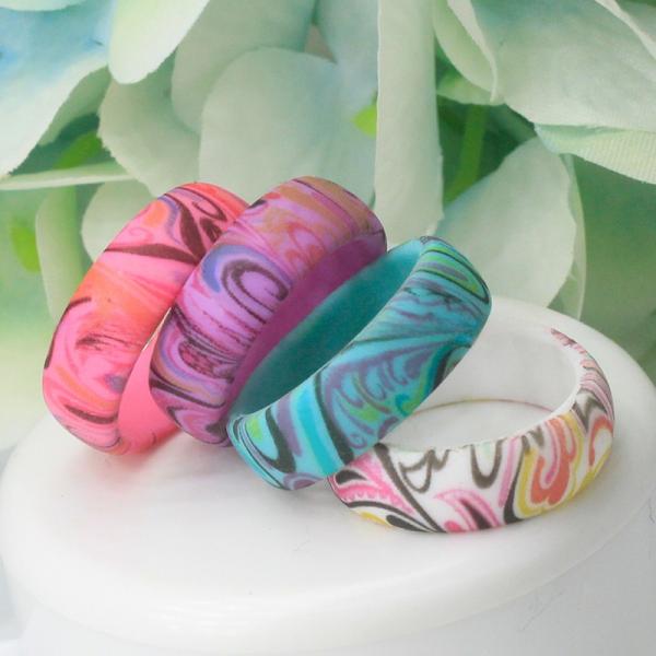 Women Paisley Engagement Silicone Rings Breathable 5.7mm Third Party Appraisal