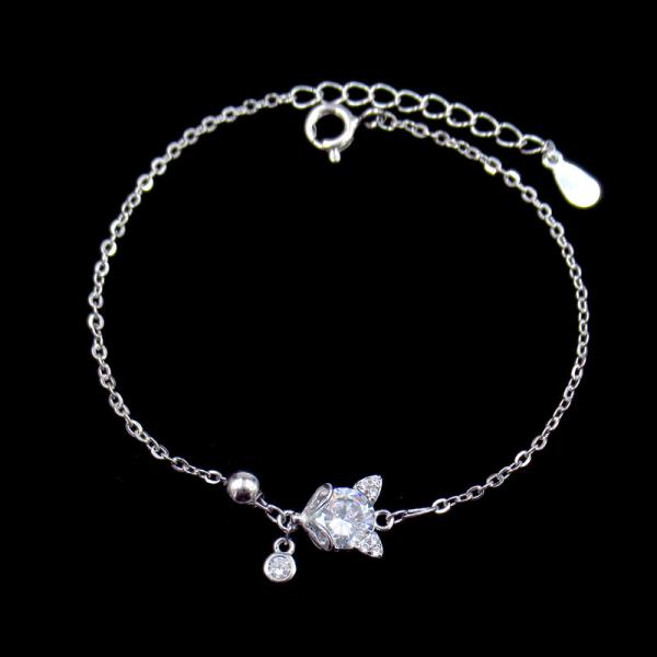 Encanto chapeado da prata esterlina do bracelete do coração do zirconita do ródio 925 para a senhora