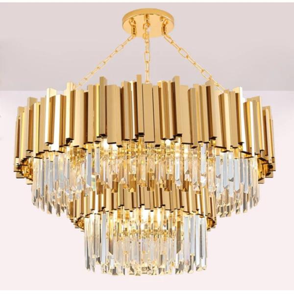 Clear Luxury Metal Crystal Chandelier For Living Room E14