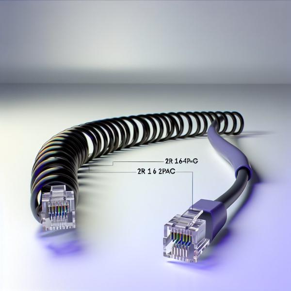 RJ11 6P4C Spiral Telephone Cable 12FT Male to Male 24AWG