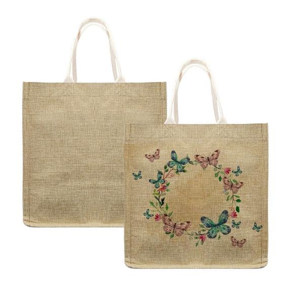 White Linen Dye Sublimation Tote Bags Custom Sublimation Beach Bags