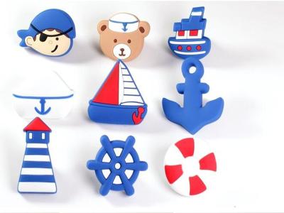 Mediterranean style Kids Drawer Knobs Zinc Alloy Based Rubber Closet Decoration Pulls Rubber Handles