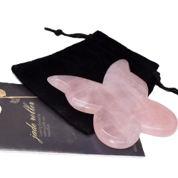 Natural Rose Quartz Gua-Sha Tool Wave Shape Massage Therapy with Engrave Logo