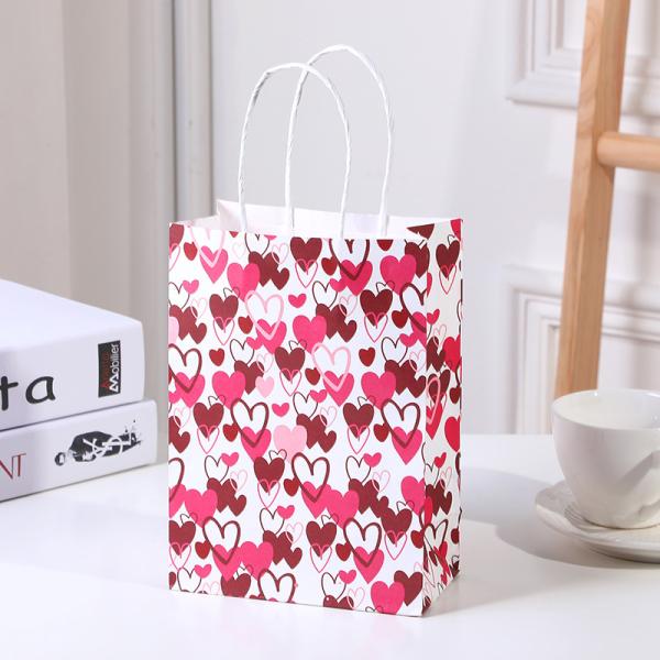 Día de San Valentín Color Rojo Cmyk Regalo de compras Bolsa de papel Kraft Personalizado Pedido personalizado