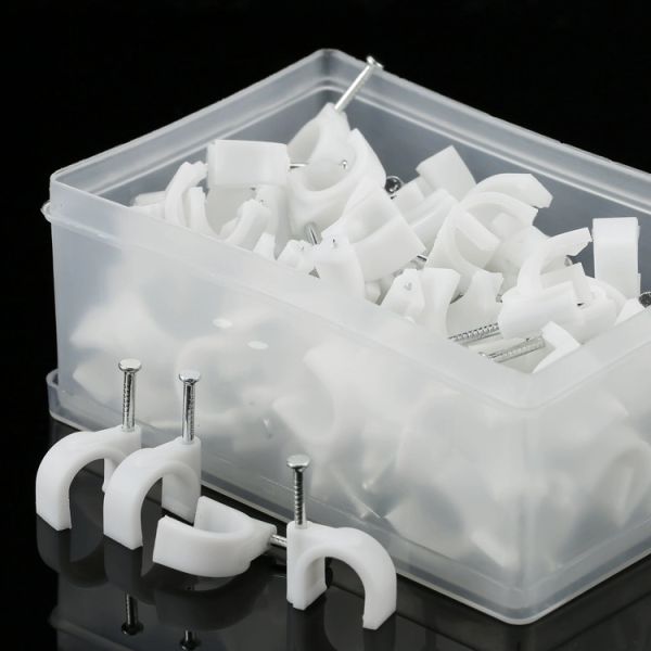 Good Quality Factory 12MM Round Cable Clips Flat Nail Clip Cable Plastic Clips