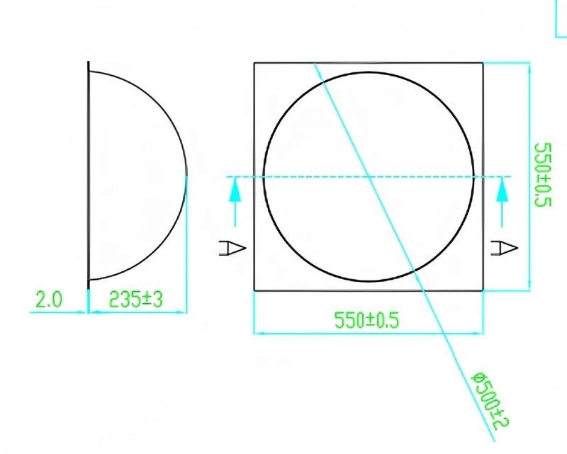 550×550mm Acrylic Convex Security Mirror 360° Full Dome Spherical PMMA