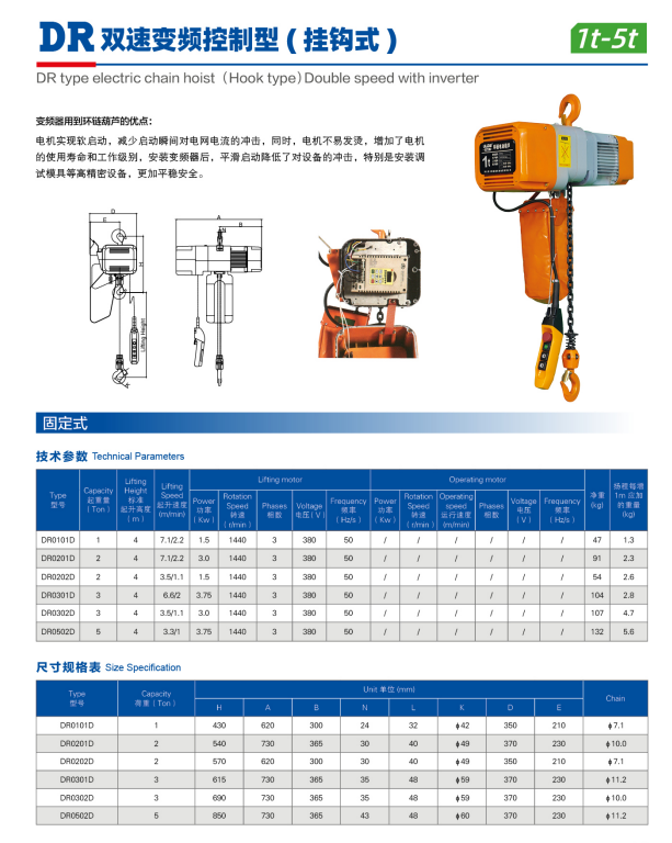 Remote Control Electric Chain Hoist with 20t Load Capacity and OEM Customization for Industrial Use