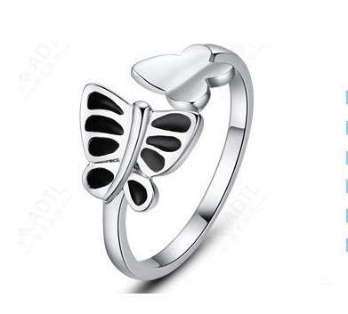 925 sterling silver rings female butterfly ring opening ring