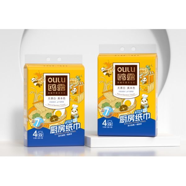 Factory Wholesale Soft Large Bamboo Pulp Kitchen Roll Paper Original Facial Tissues for Household Cleaning Bag Tissue Style