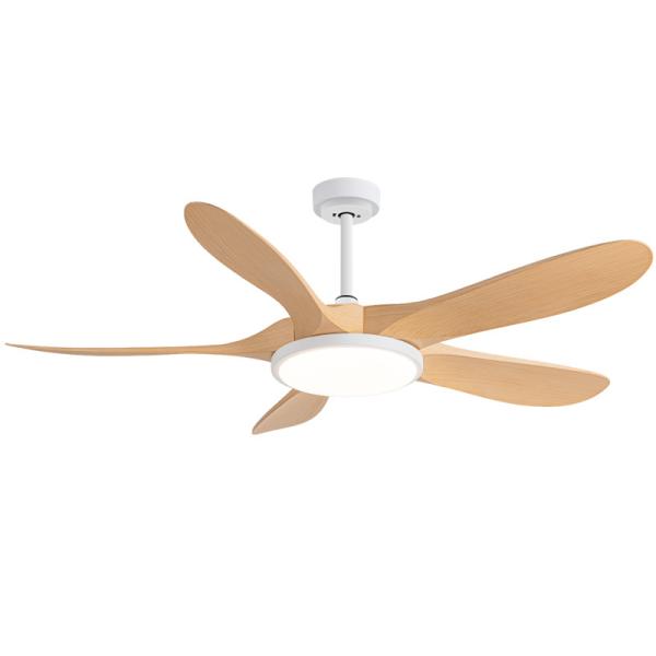 Best-seller d'usine 56 pouces ventilateur de plafond moderne lumière 5 lames ABS Noix/Lightwood télécommande moteur à courant continu lampe en fer pour le salon