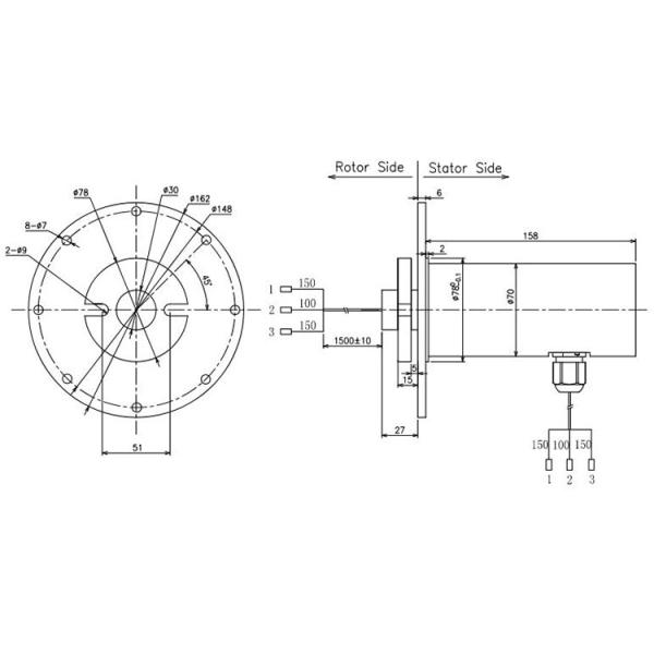 Deutsch Connector IP65 15rpm Capsule Slip Ring