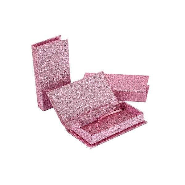 Logotipo personalizado Rosado Brillo Falsa pestaña de venta al por menor Stand Box con estructura de cartón