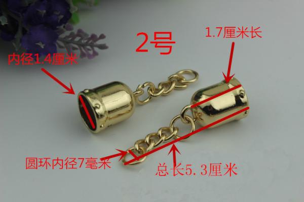 Durable 14mm width handbag metal cord end stopper gold metal caps for tassel