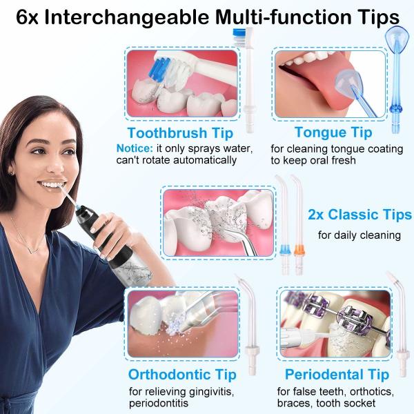 Oral Cleaning Water Jet Teeth Cleaner Waterproof Grade With 300ml Detachable Tank