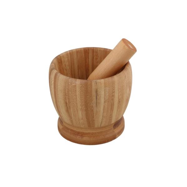 100% Medium Handmade Wooden Mortar & Pestle , Wooden Garlic Masher Non Stick