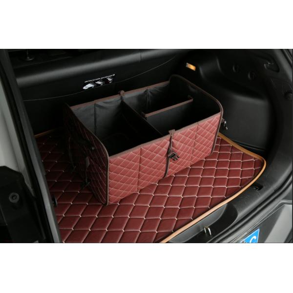 Waterproof Pu Leather Car Luggage Organizer , Foldable Car Storage Organizer