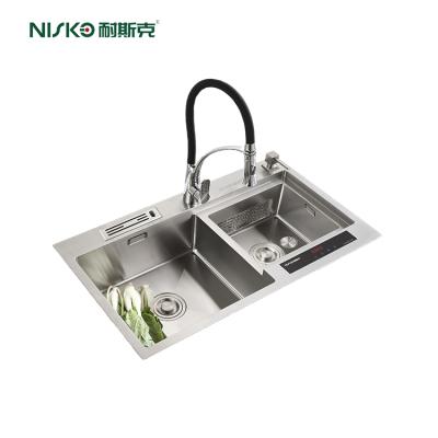 Double Bowl Touch Kitchen Washing Basin Baskets Smart Embedded