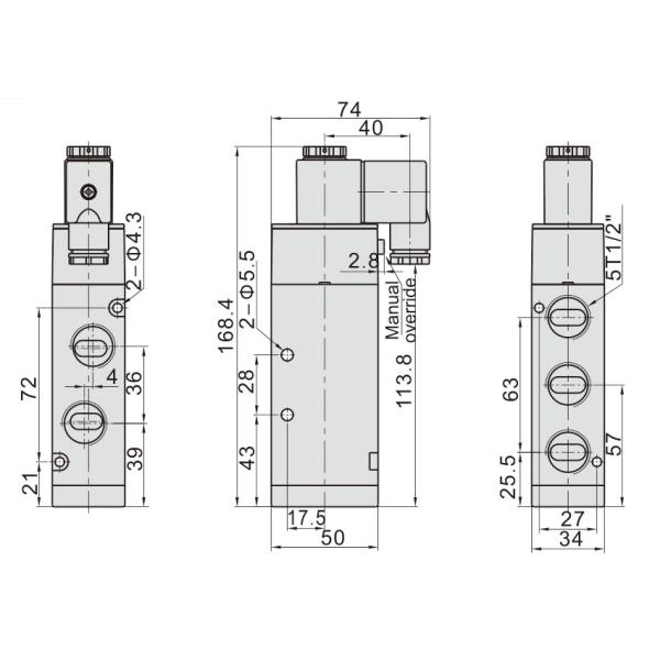 клапан соленоида одиночной катушки 4V410-15 1/2» пневматический