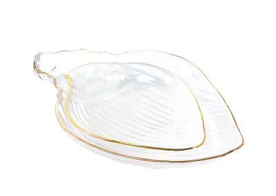 Gold Rim Sea Snail Crystal Lead Free Glass Tray Plate Ocean Series