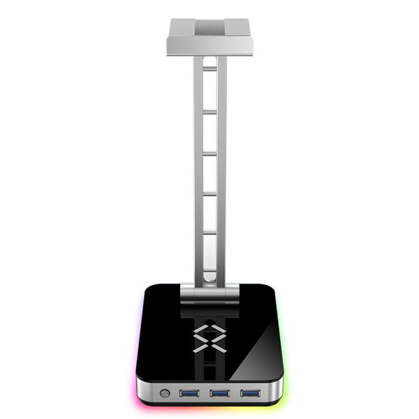 800g Adjustable Tablet Stand , W115mm Rgb Headphone Stand  With 3 Usb Ports