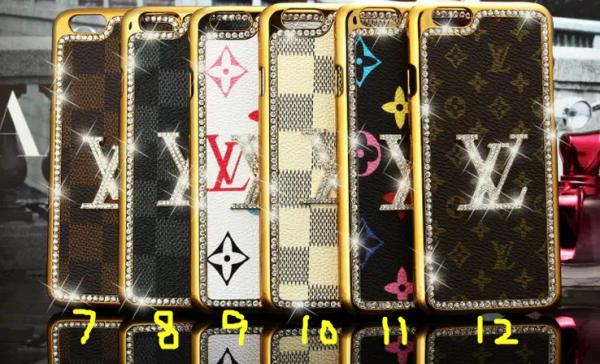 Bling LV leather PC hard Diamond Case For iPhone 4 5s 6s plus SAMSUNG galaxy S6 S7 NOTE 3