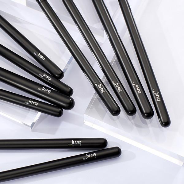 Jessup Black 12pcs Essential Eye Makeup Brush Set Private Label Makeup Line Factory Mixed hair Brushes T322