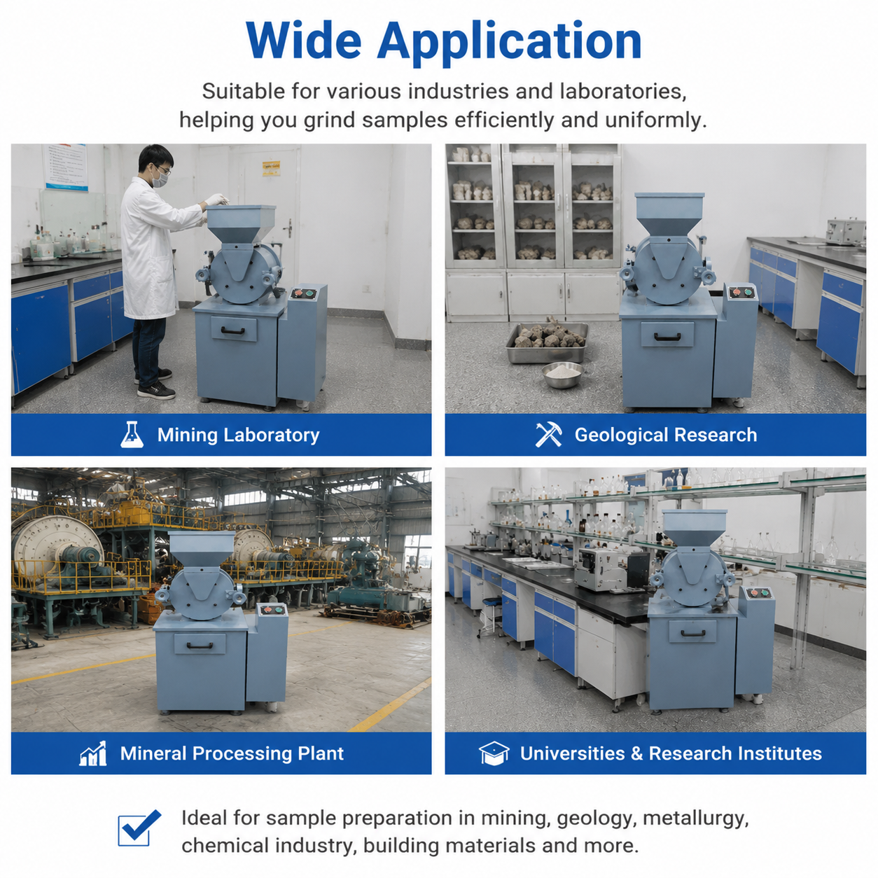 High Efficiency Φ200 Disc Pulverizer for Geological and Metallurgical Laboratory Testing