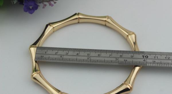 Wholesale custom accessories zinc alloy bamboo shape gunmetal & gold 90 mm metal genuine leather bag handle pull