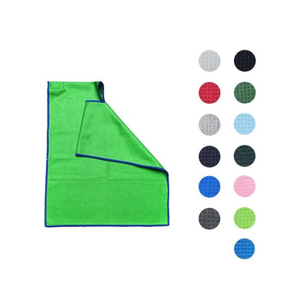 Strong Water Absorbent Solid Color Waffle Microfiber Golf Towel With Hole