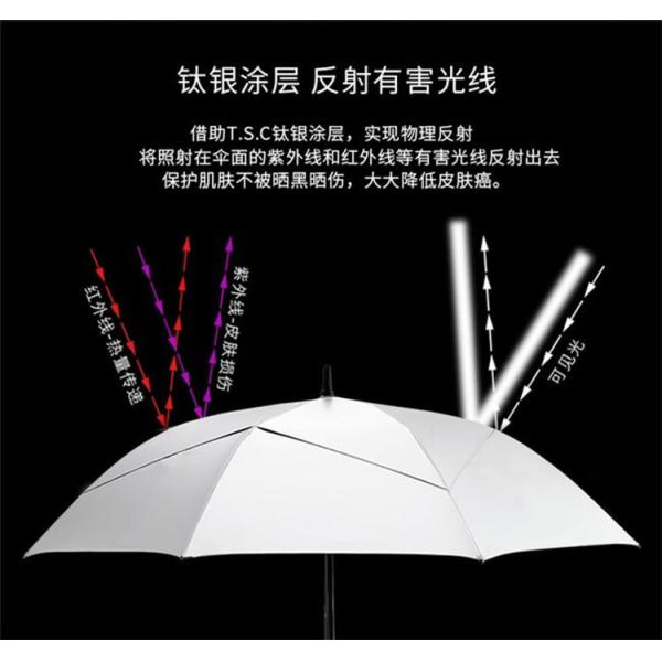 Windproof UV Blocking Golf Umbrella with All-fiber Ribs and False Double Layer Design