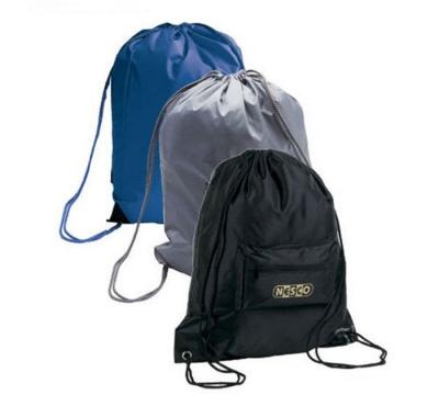 Black / Blu / Grey Promotional Gift Bags Polyester Drawstring Backpack
