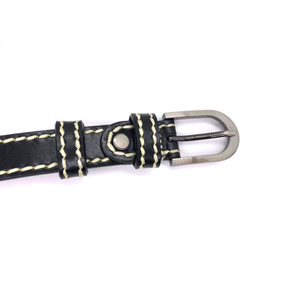 Eco - Friendly Womens Genuine Leather Belt / Slim Black Leather Belt