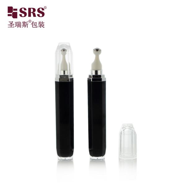 L002-15/20ML Black Acrylic Eye Roller Bottle Octagan Shaped With Steel Ball