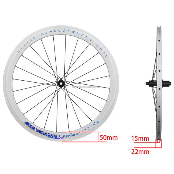36T Ratchet 700c 50mm Wheelset Anneaux blancs à traction droite 700c Disque de frein