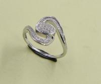 Swirl élégant mousseux rond CZ diamant simulé cocktail Swirl Ring 925 Silver Girls anniversaire de mariage
