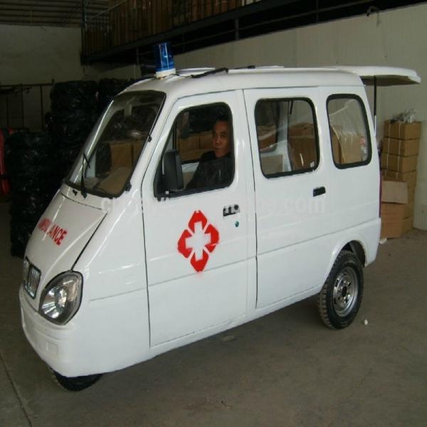 800W Ambulância Fechada Triciclo Motorizado para 4 Pessoas na África Passageiro tambor freio