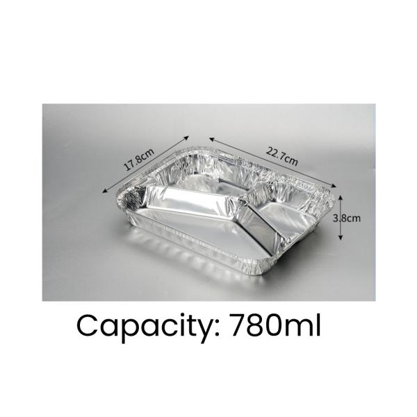 Highly Durable Pulp Moulding 4-grid Aluminum Foil Lunch Box for Reusable Packaging